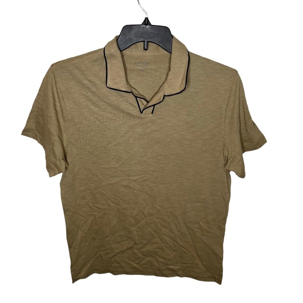 J.Crew $98 Garment Dyed Polo Shirt Tipped Slub Cotton Size M BQ003